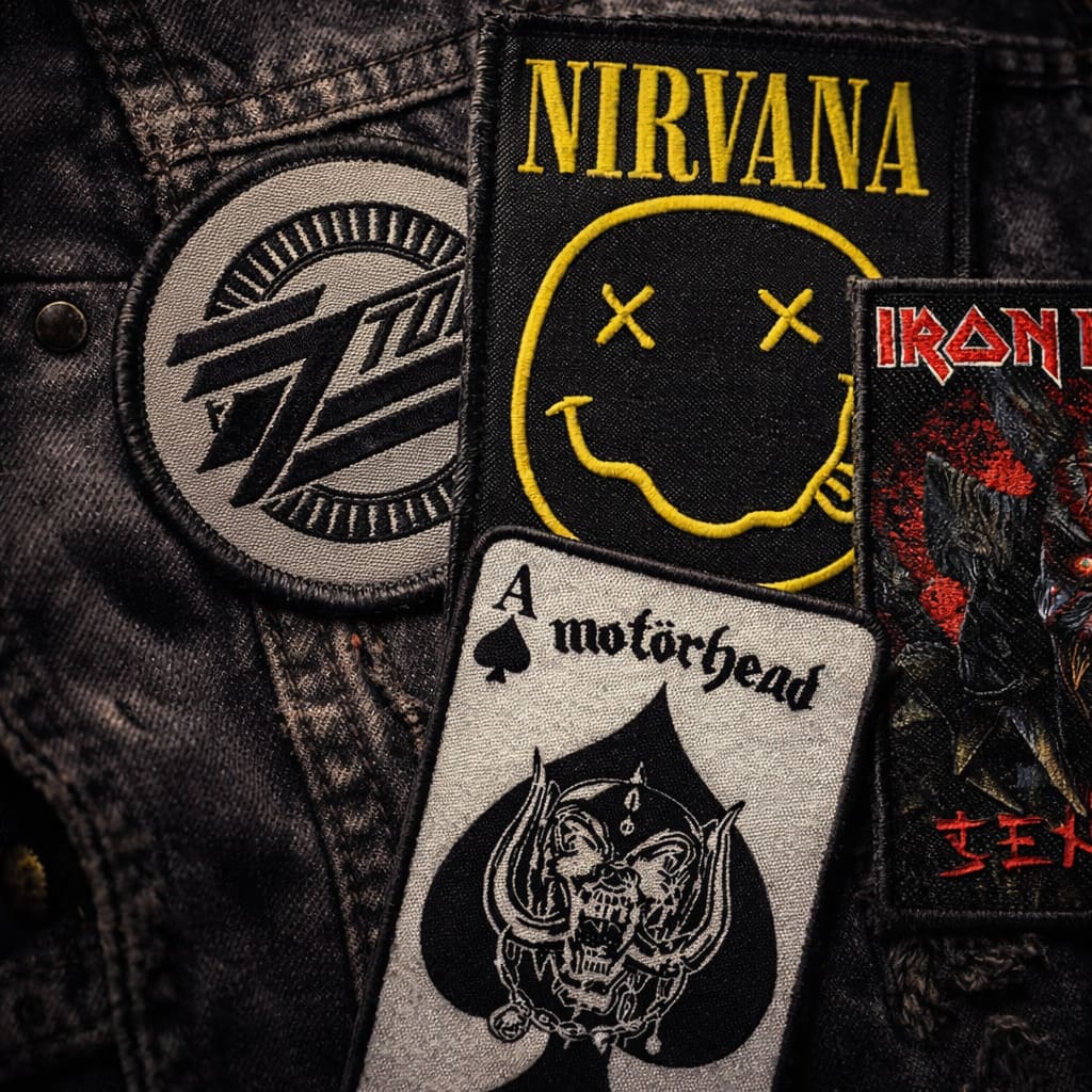 Kleine Aufnäher liegend auf einer dunklen Kutte - offizielles Merch bei Northfire-Mailorder