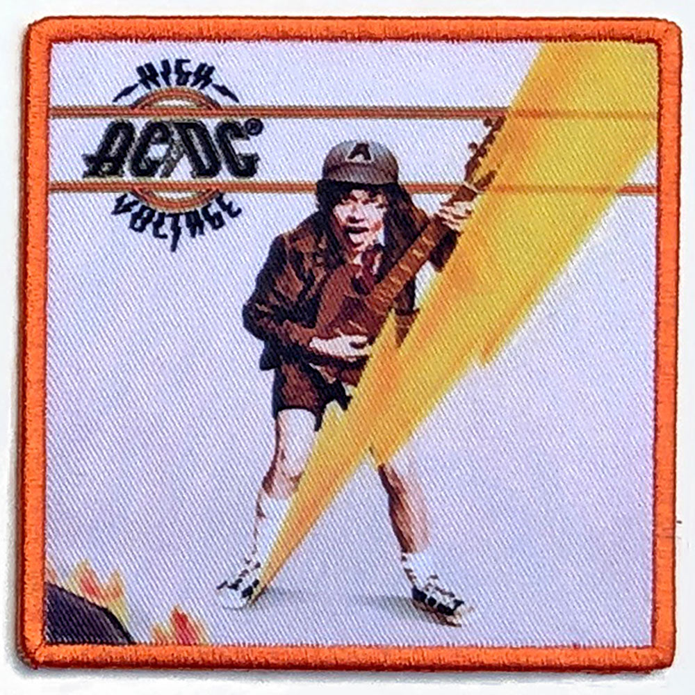 AC/DC - High Voltage White Printed Patch Aufnäher ca. 8,6x 8,6cm