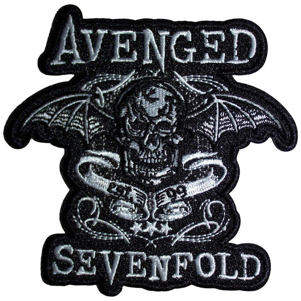 Avenged Sevenfold - Deathbat Skull Banner Cut-Out Patch Aufnäher ca. 10x 10cm