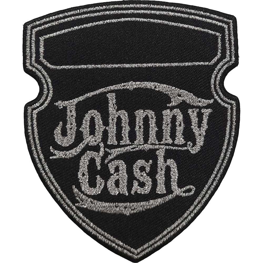 Johnny Cash - Metallic Shield Patch Aufnäher ca. 7,6x 9,2cm