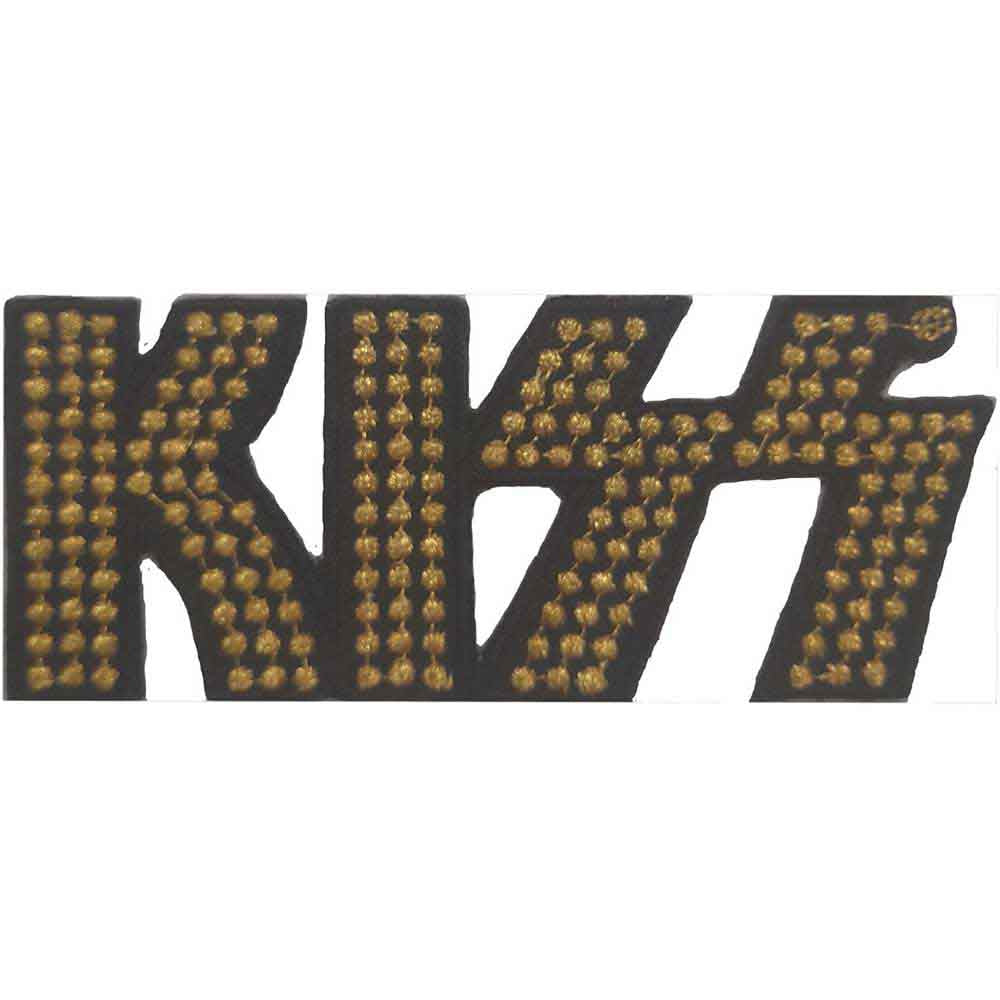 KISS - Gold Studded Logo Patch Aufnäher ca. 4x 9,5cm
