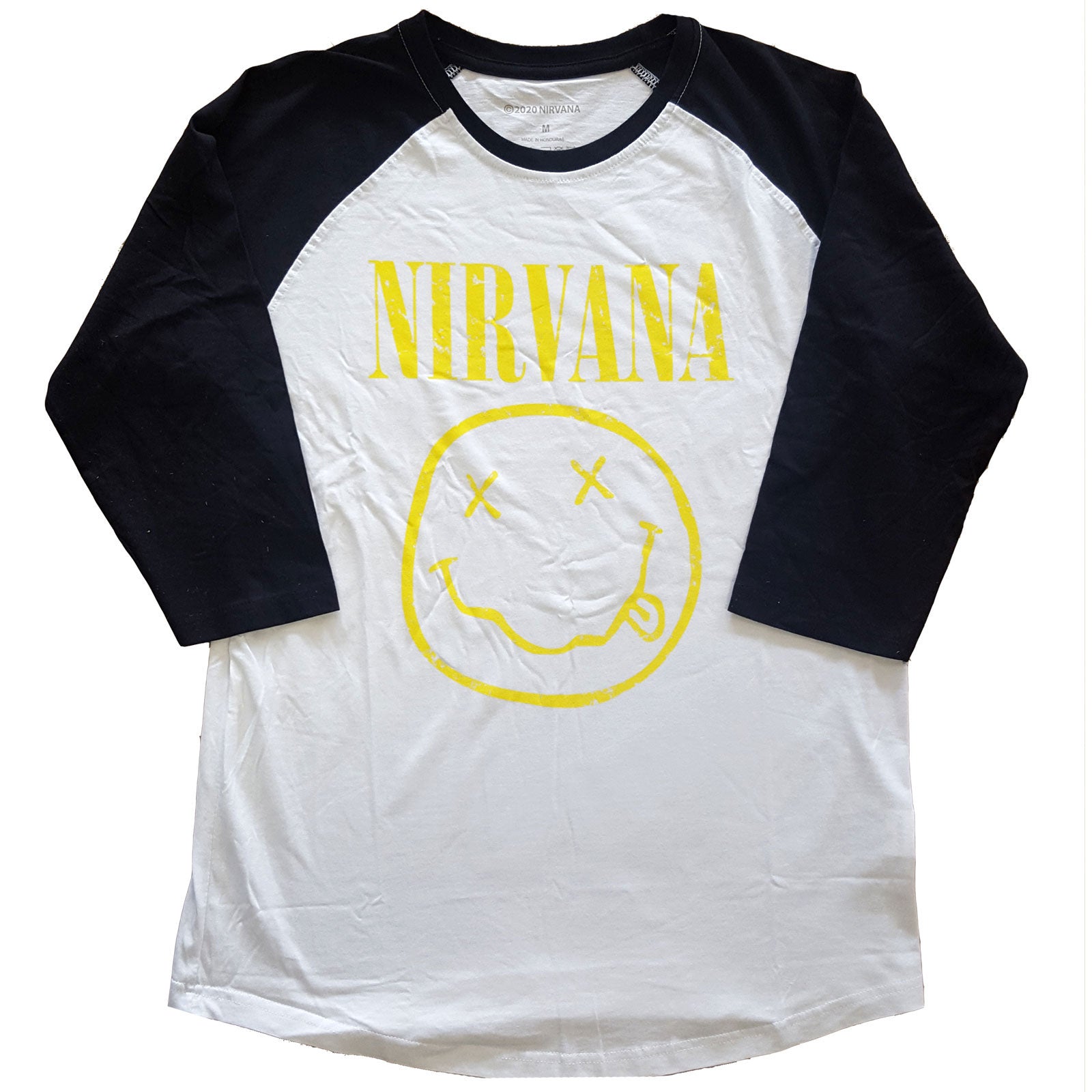 Nirvana - Smiley Raglan 3/4 Arm T-Shirt
