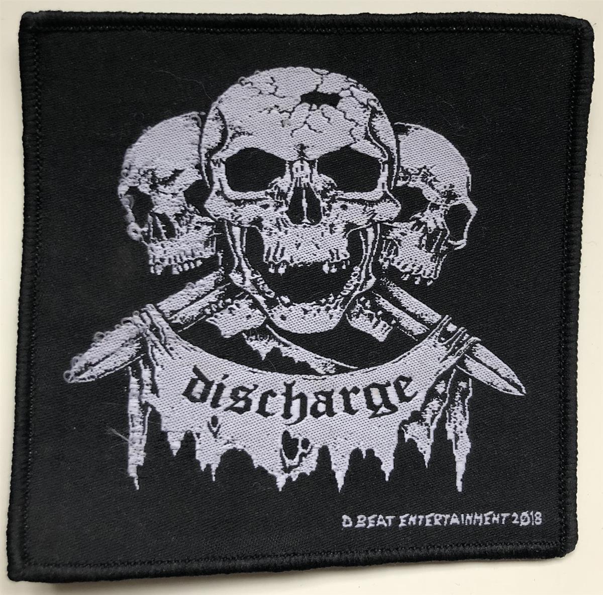 Discharge - 3 Skulls Aufnäher Patch ca. 10,5x 10,5cm