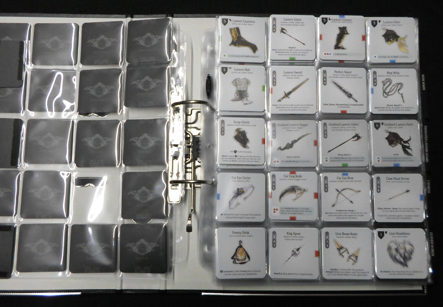 20x DIN A4 Seiten mit je 20 Münzfächer 50x 50mm f. Kingdom Death Monster Gear Cards #1