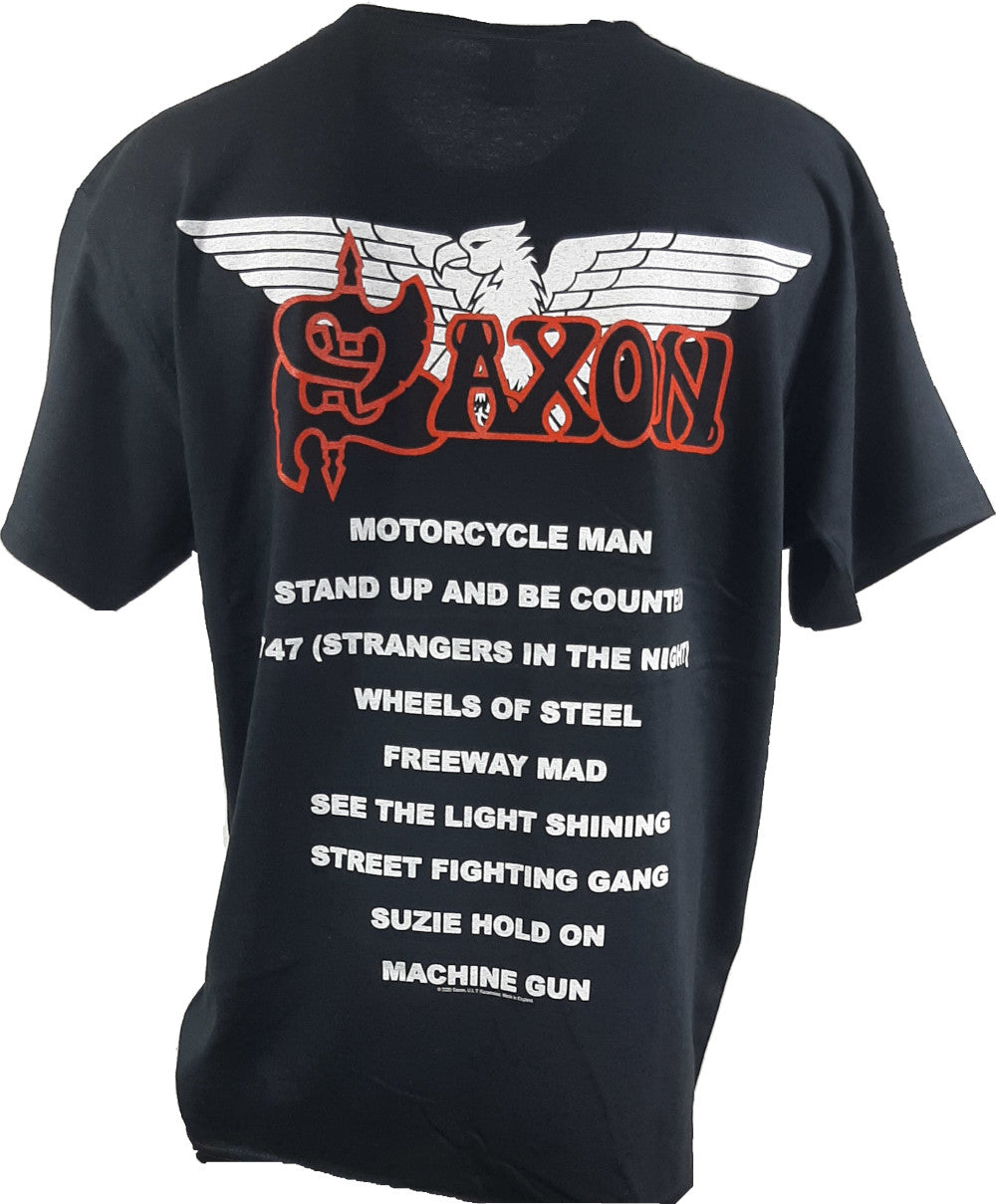Saxon - Wheels Of Steel Red Logo T-Shirt