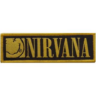 Nirvana - Smiley & Logo Bordered Patch Aufnäher ca. 11x 3,5cm