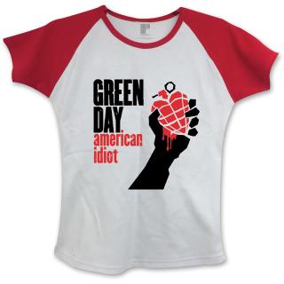 Green Day - American Idiot Red/White Damen Shirt Skinny Fit Gr. L