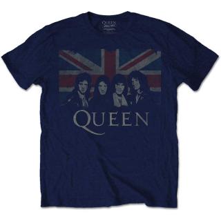 Queen - Union Jack Navy Band T-Shirt
